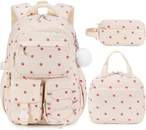 Premium Corduroy Ryggsekk – Strawberry Edition