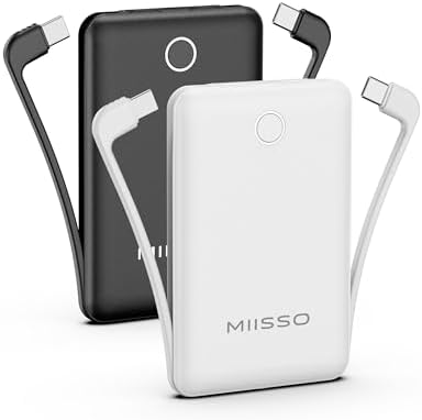 10000mAh Powerbank med innebygde kabler
