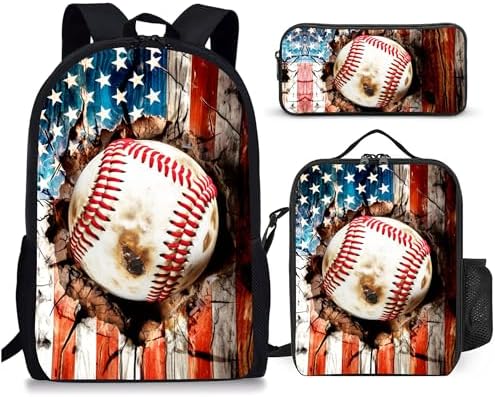 Baseball Print – 3-delt skolesett for aktive barn